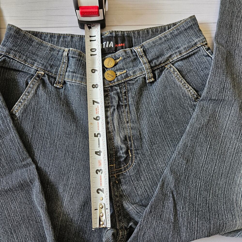 Euro Y2k Jeans Flared Whimsigoth Gray Butterfly Embroidered Sequin - Size Small - Picture 7 of 8
